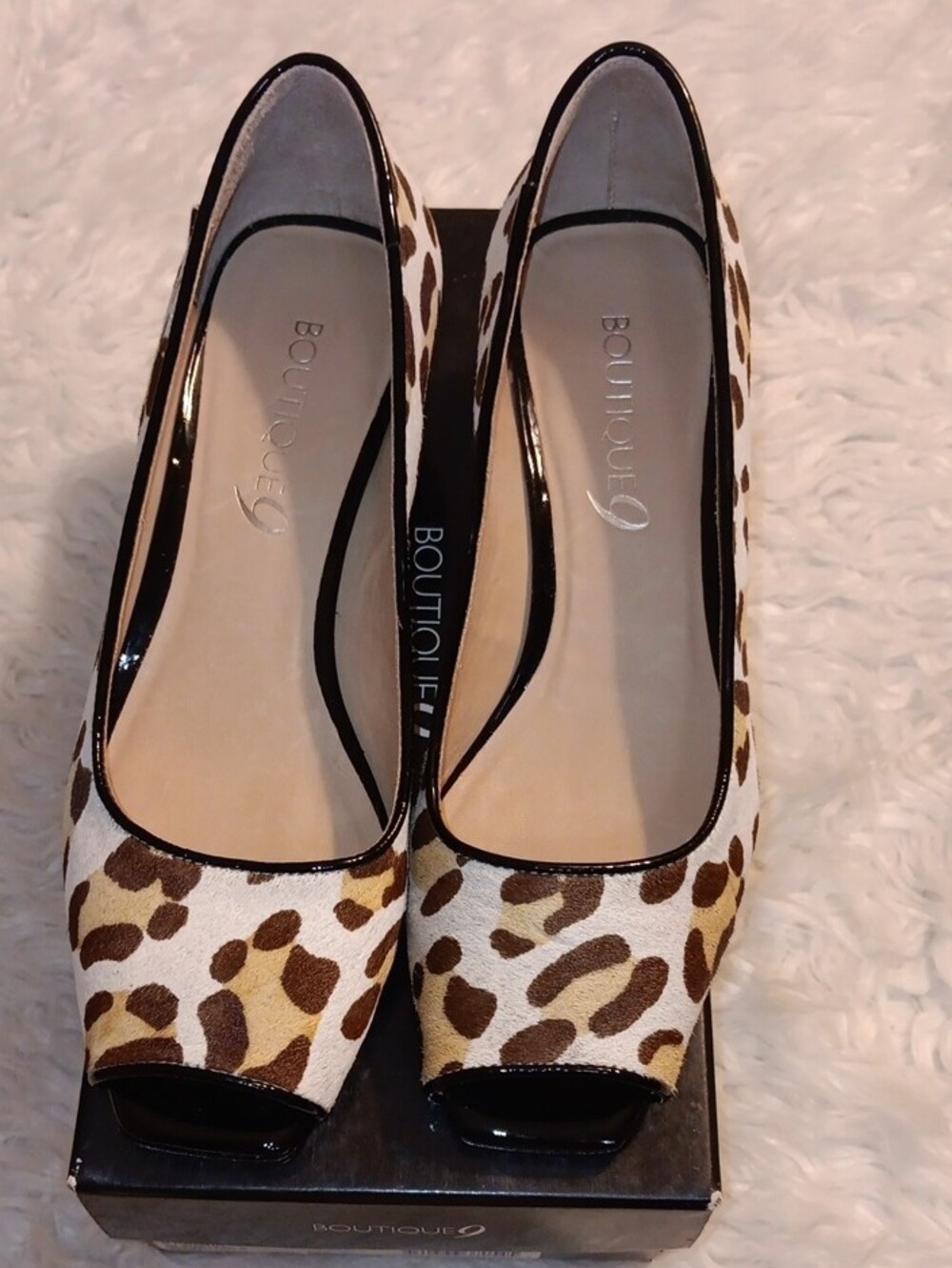 Vintage Leopard Print Peep Toe Kitten Heels